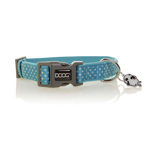 Neoprene Dog Collar Snoopy Blue/White Polka Dot