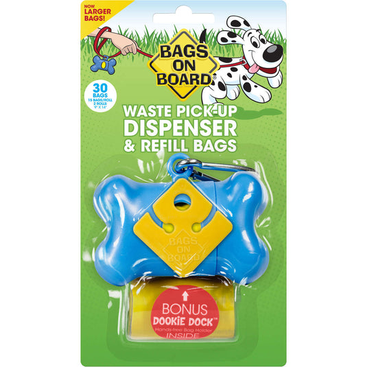 Bags on Board Waste Pick-Up Dispenser and Refill Bags with Dookie Dock 30 bags