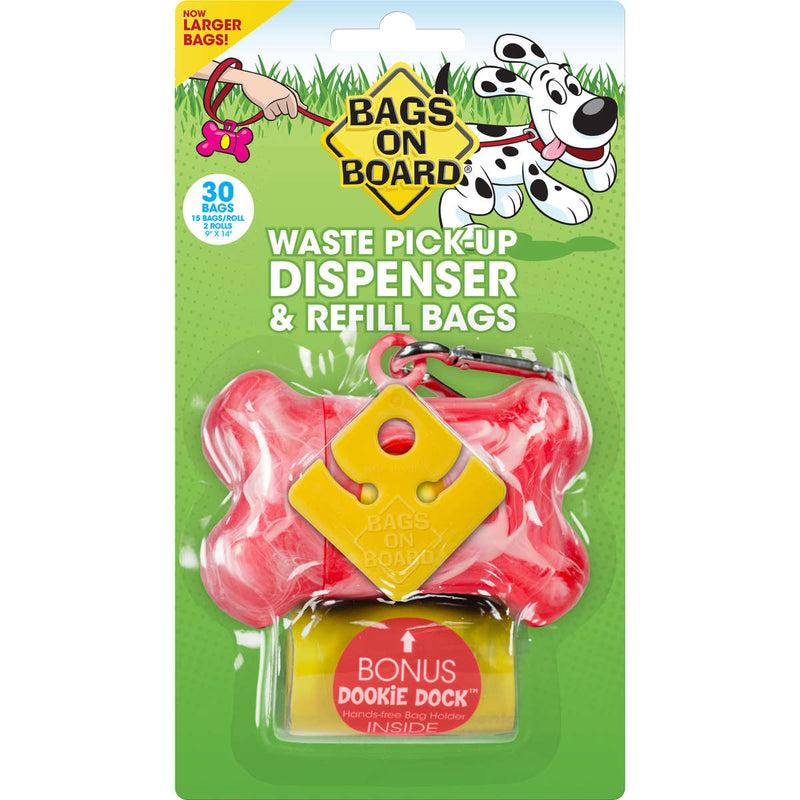 Load image into Gallery viewer, Bags on Board Waste Pick-Up Dispenser and Refill Bags with Dookie Dock 30 bags
