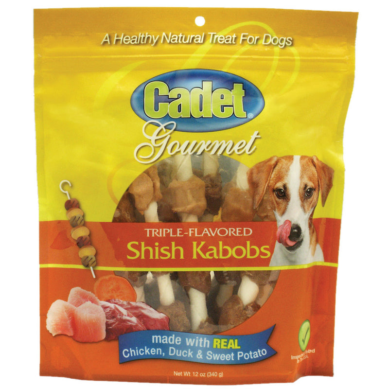 Load image into Gallery viewer, Cadet Gourmet Rawhide Shish Kabob Triple Flavor Treats Chicken, Duck and Sweet Potato
