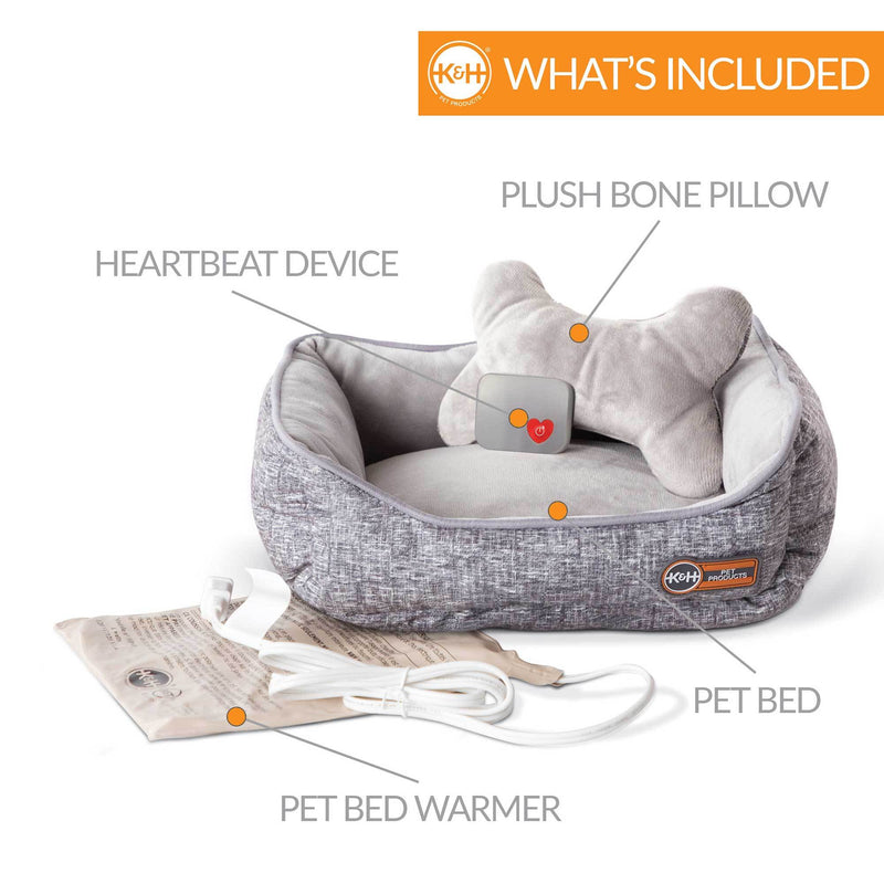 Load image into Gallery viewer, Mother&#39;s Heartbeat Heated Puppy Pet Bed with Bone Pillow

