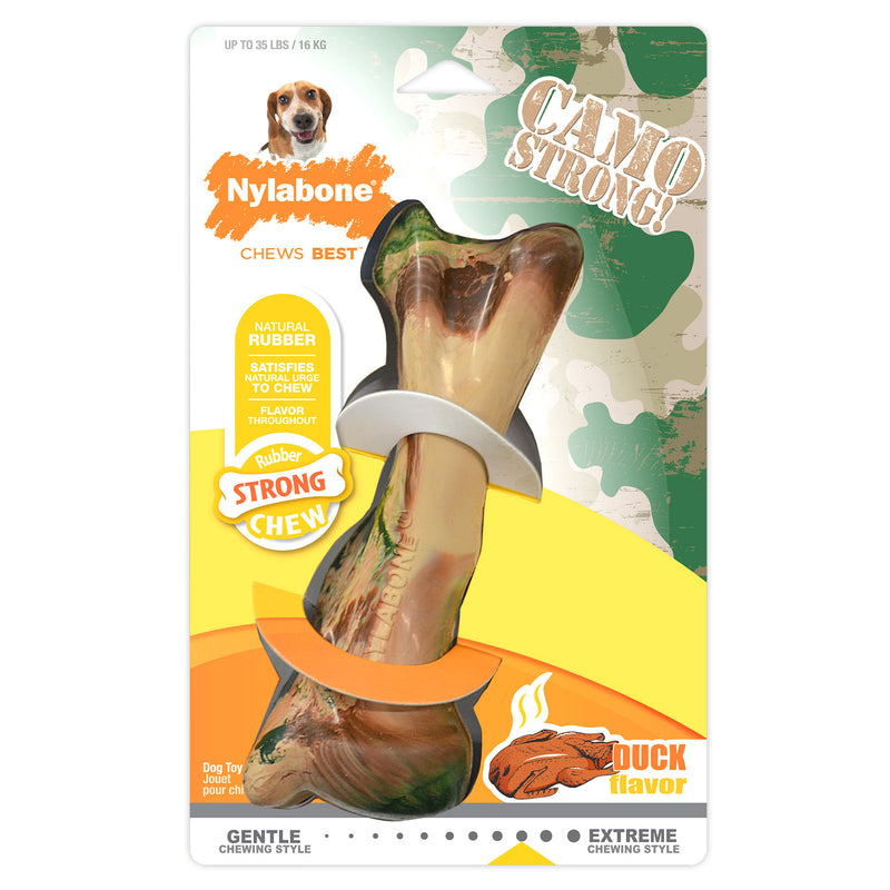 Load image into Gallery viewer, Nylabone Strong Chew Rubber Camo Bone Duck Flavor
