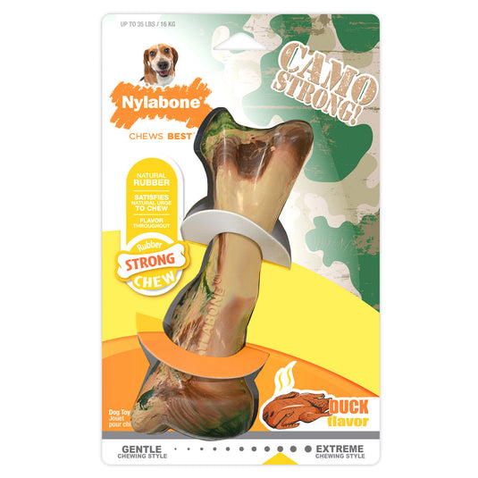 Nylabone Strong Chew Rubber Camo Bone Duck Flavor