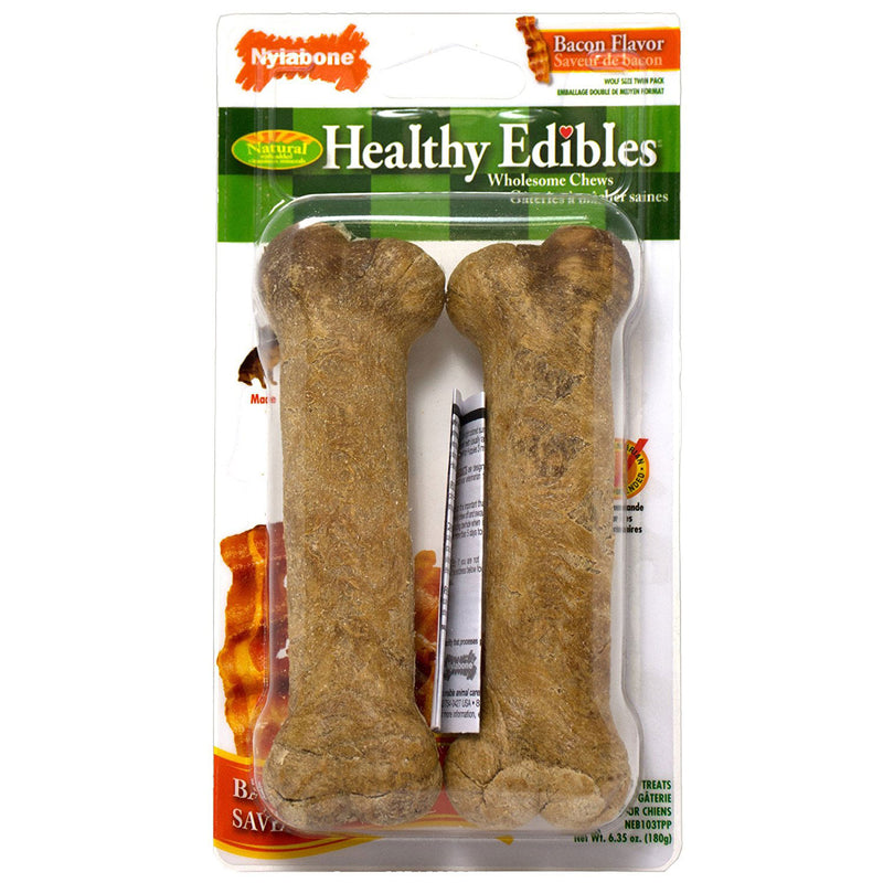 Load image into Gallery viewer, Nylabone Healthy Edibles Longer Lasting Bacon Treats Wolf
