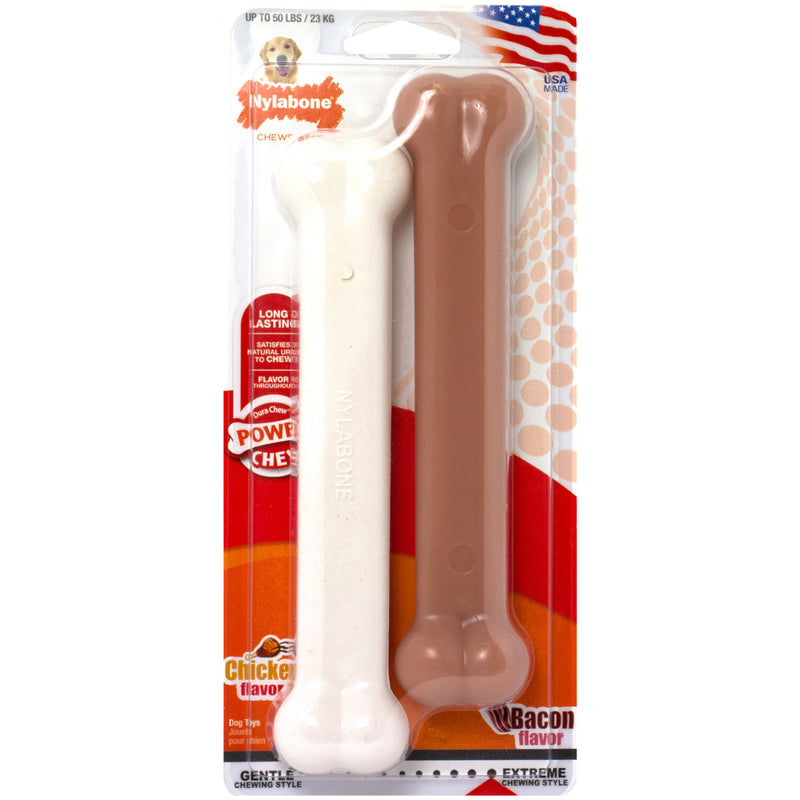 Load image into Gallery viewer, Nylabone Power Chew Bacon and Chicken Dog Toy 2 pack
